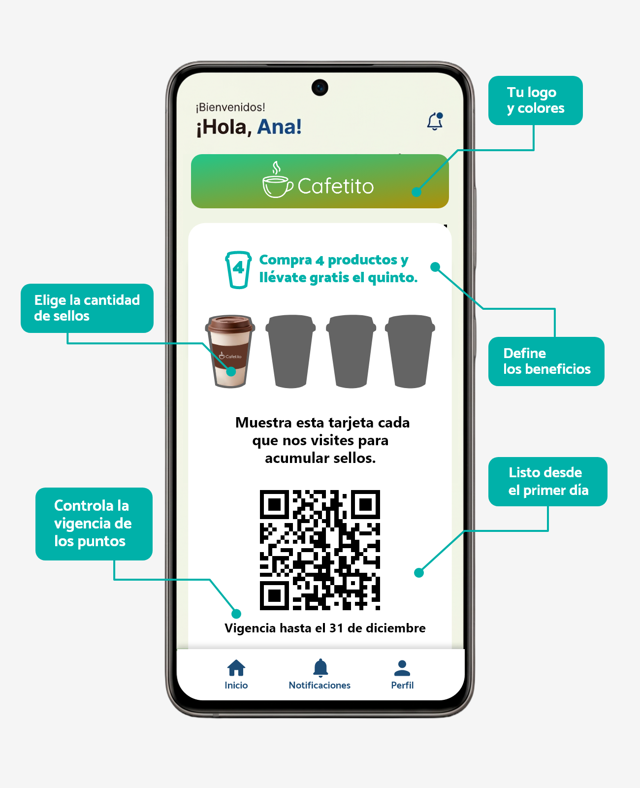 Configuración de tarjeta de sellos digital